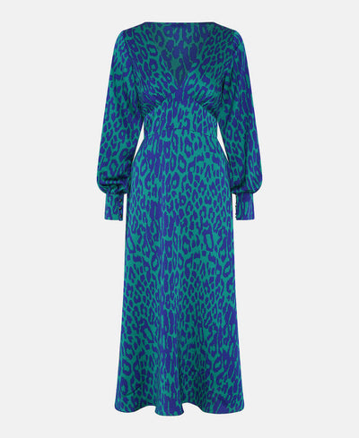 Blue Leopard Printed Maxi Dress