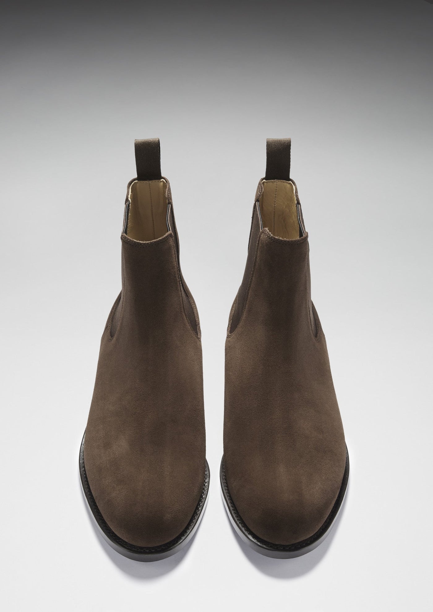 Brown Suede Chelsea Boots, Welted Leather Sole