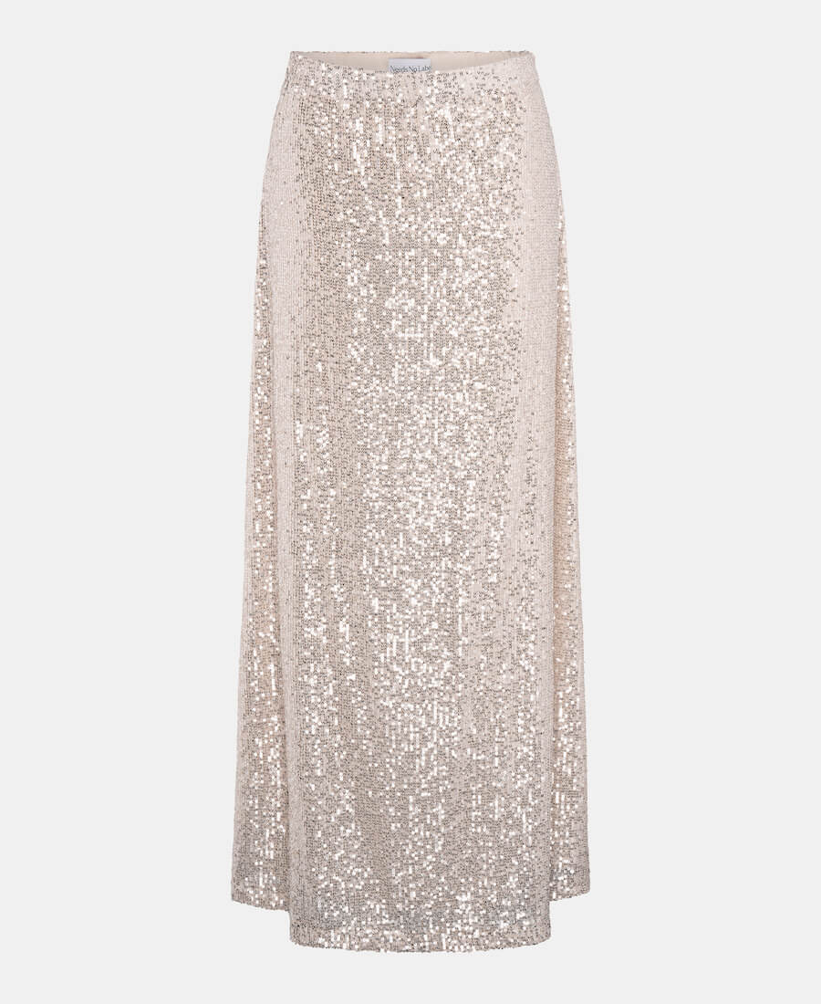 Cream Sequin Midaxi Skirt