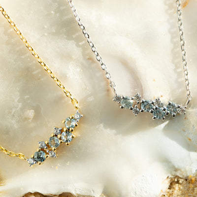 Silver Cluster Gemstone Necklace - Elara