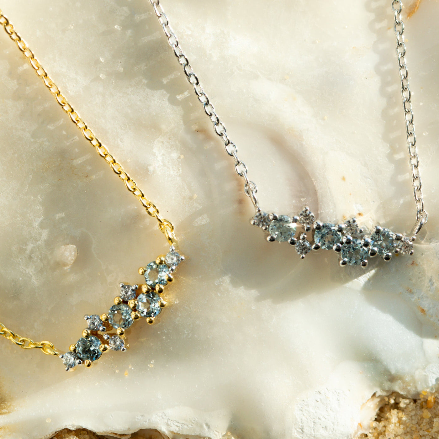 Gold Cluster Gemstone Necklace - Elara