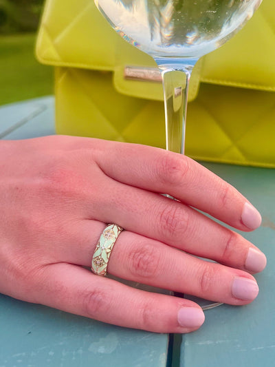 Cleo Mint Jewelled Enamel Ring