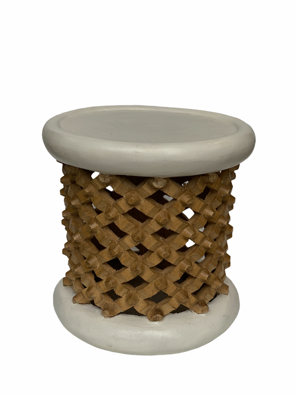 Bamileke Stool - White/Natural - 41cmD