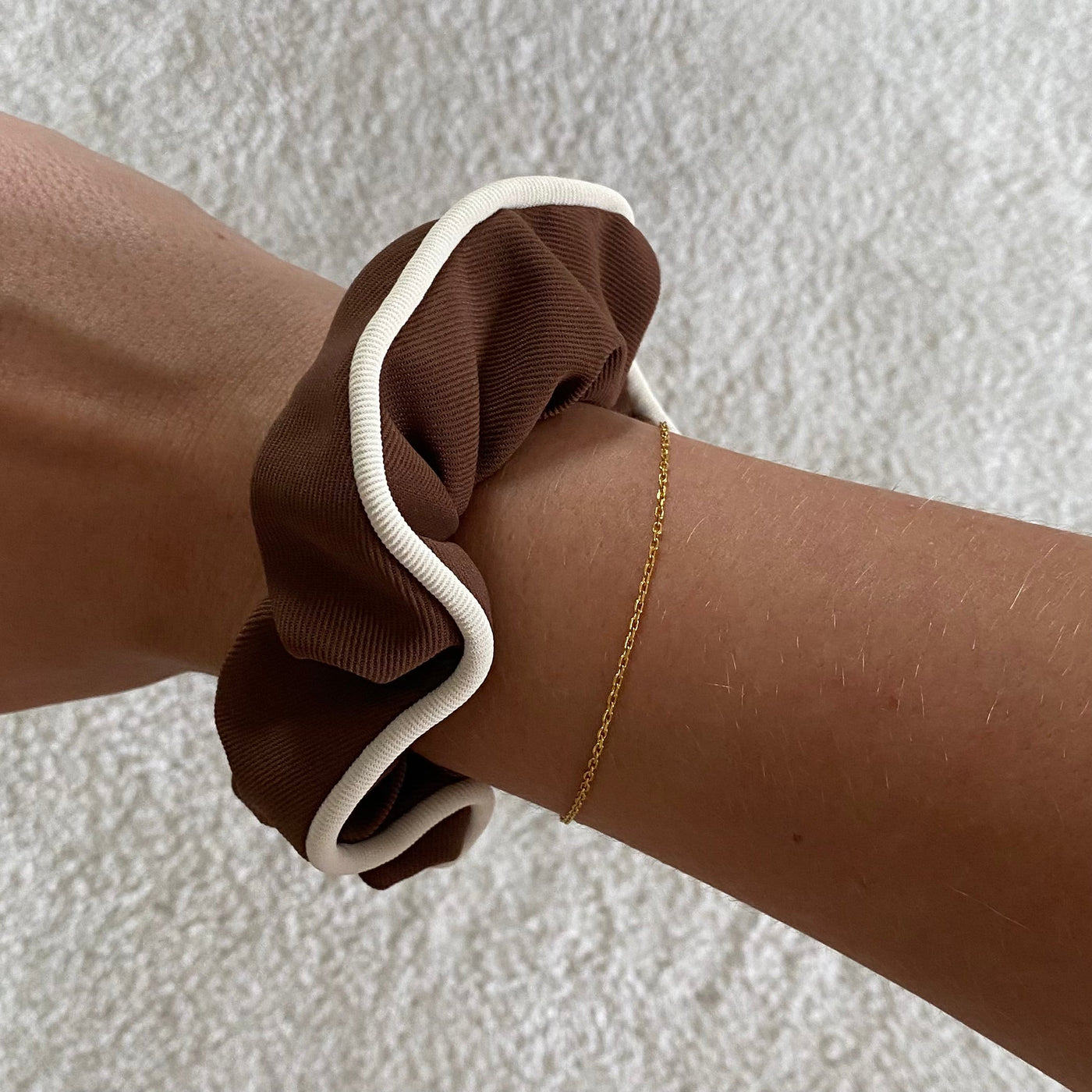 Brooklyn Coffee And White Scrunchie