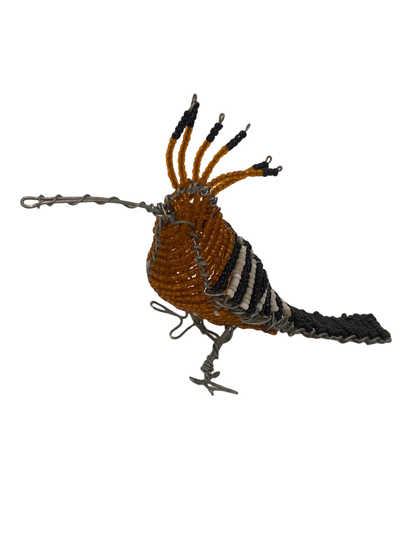 Beaded Garden Birds - Orange & striped (17.5)