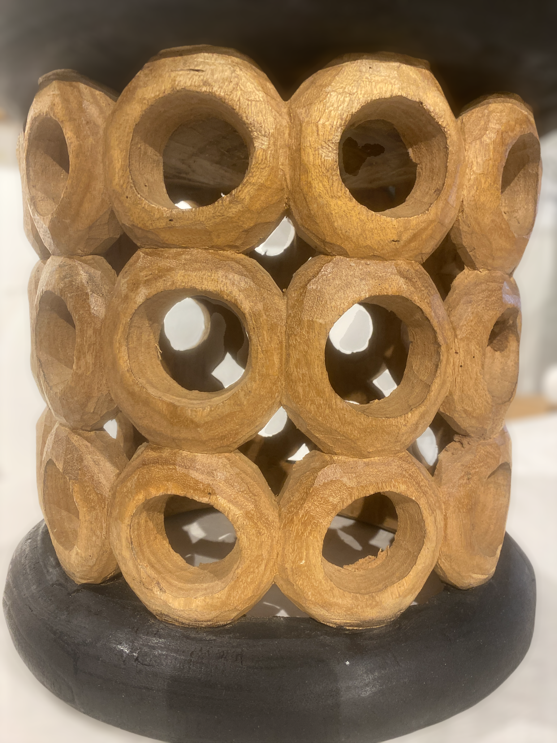 Bamileke Stool \ Table - 40cm - Natural & Black