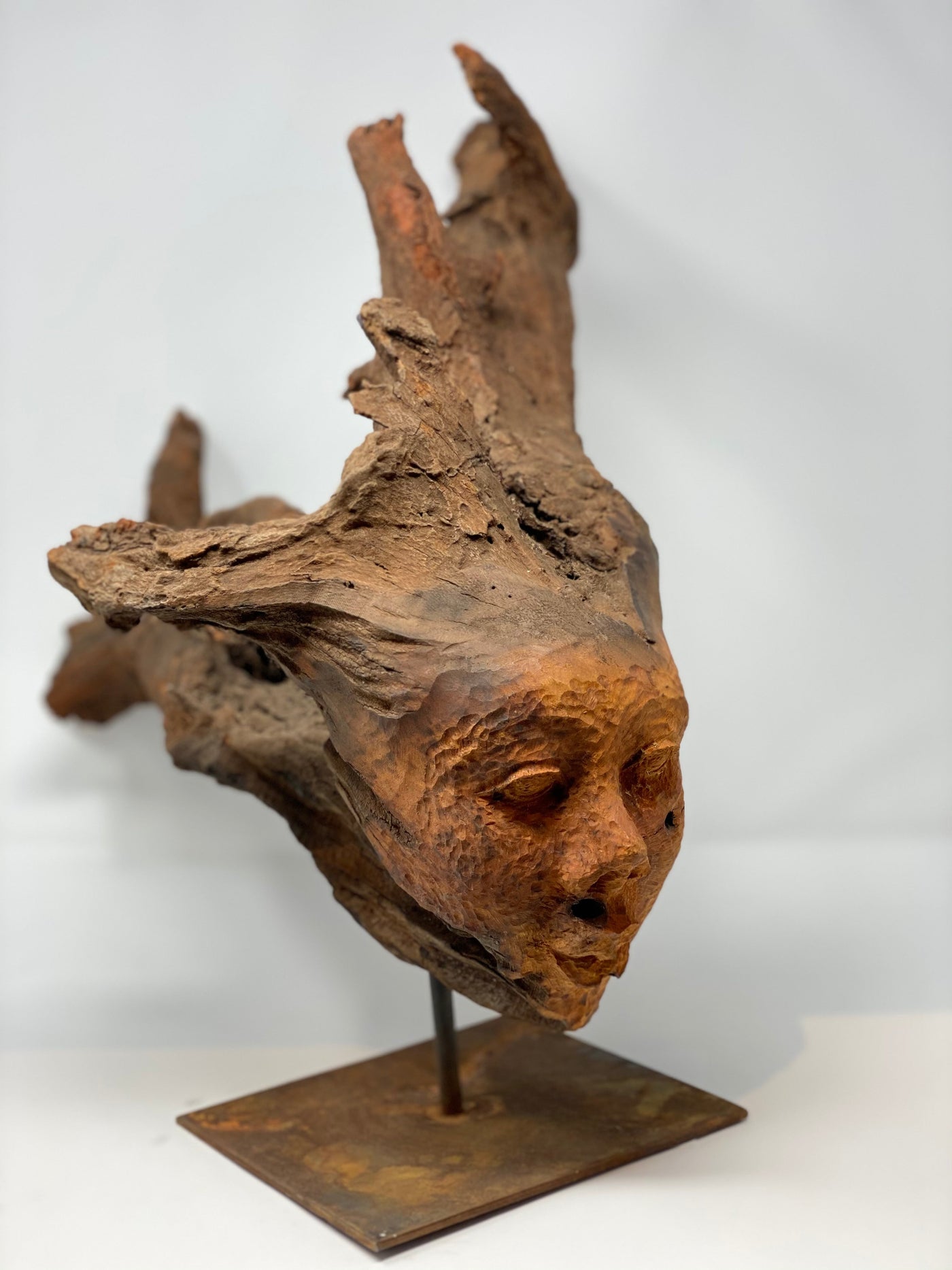 Carved Head Wooden Sculpture