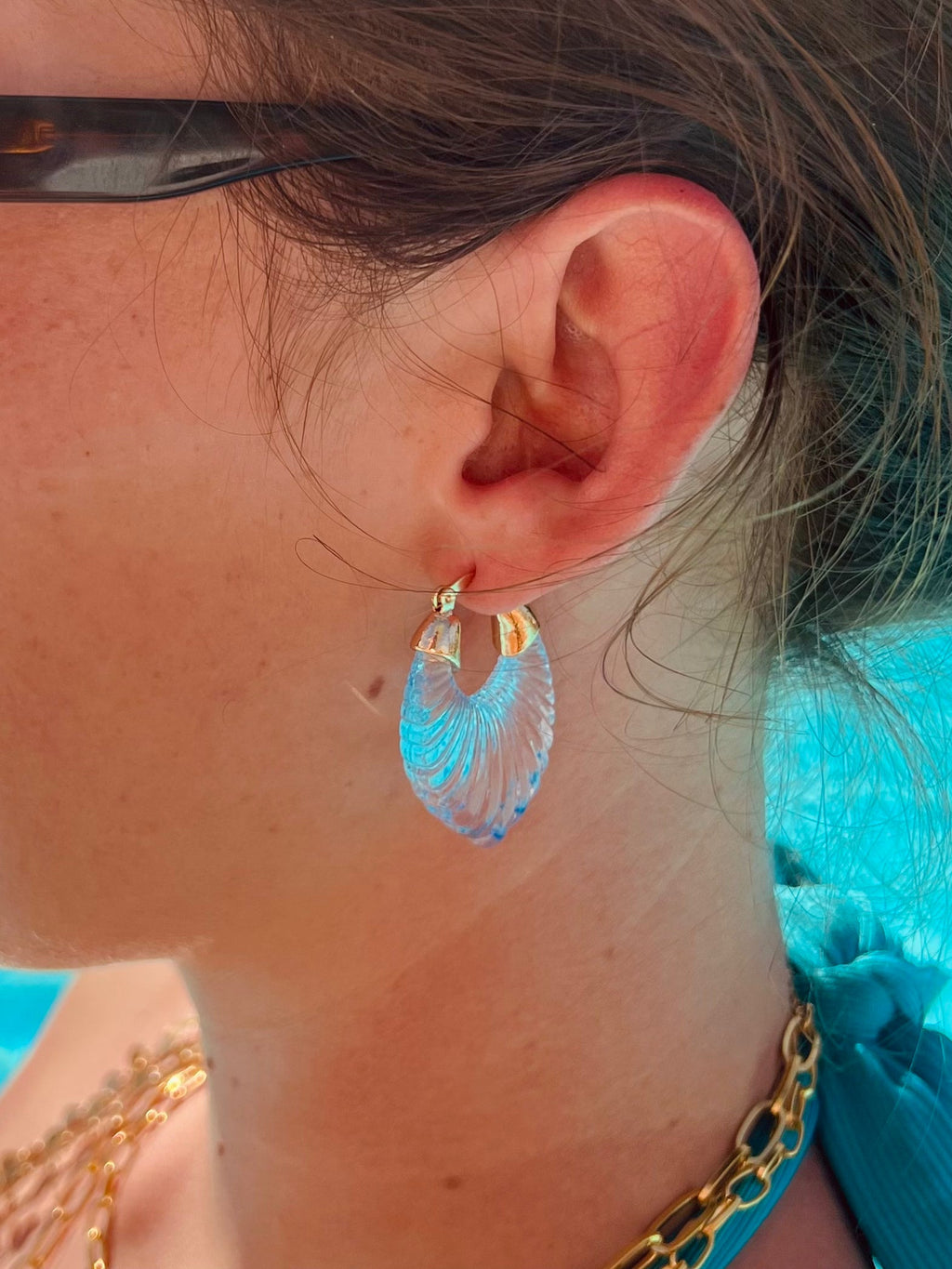 Audrey Sky Ridged Hoop Earrings