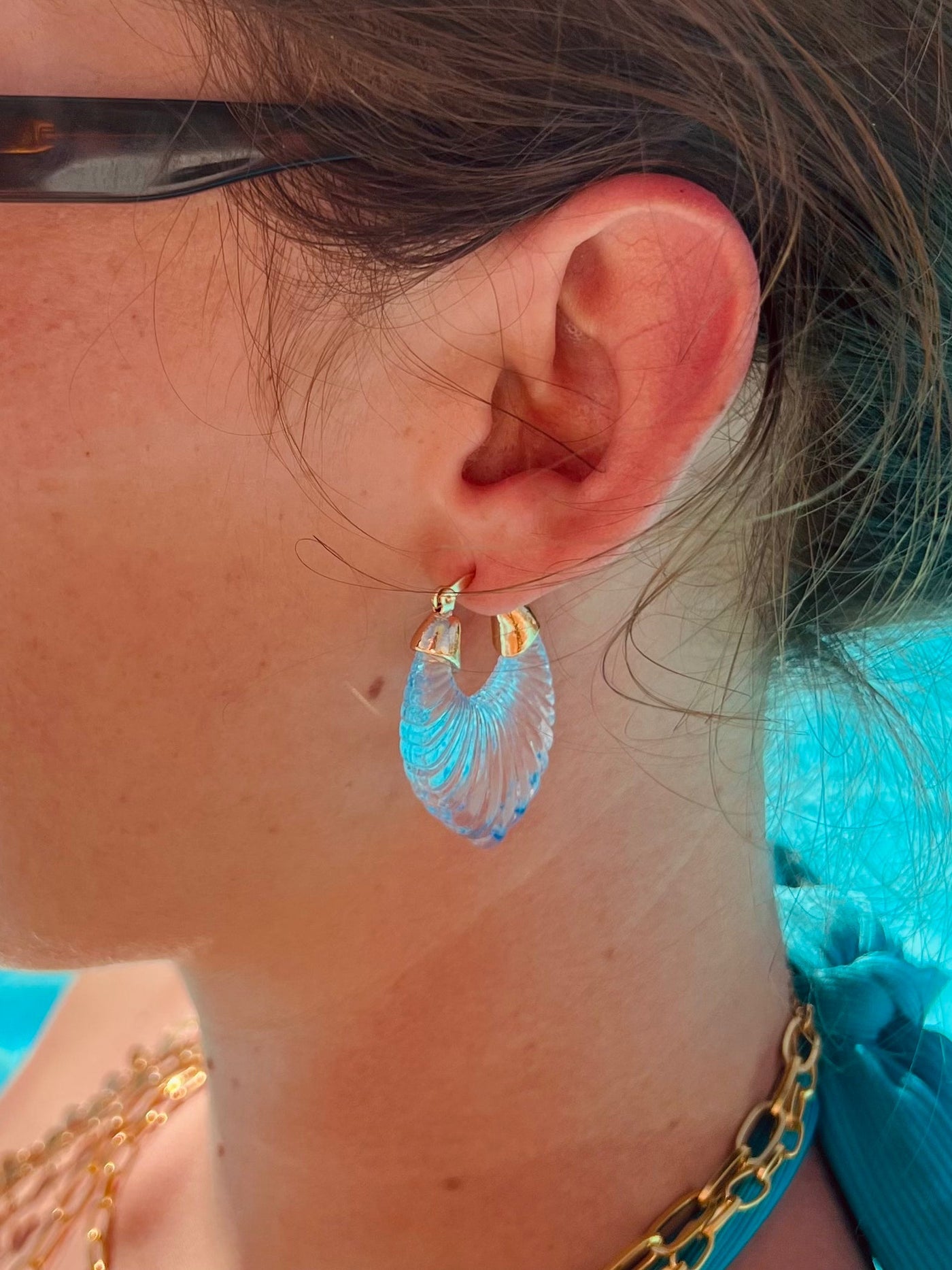 Audrey Sky Ridged Hoop Earrings