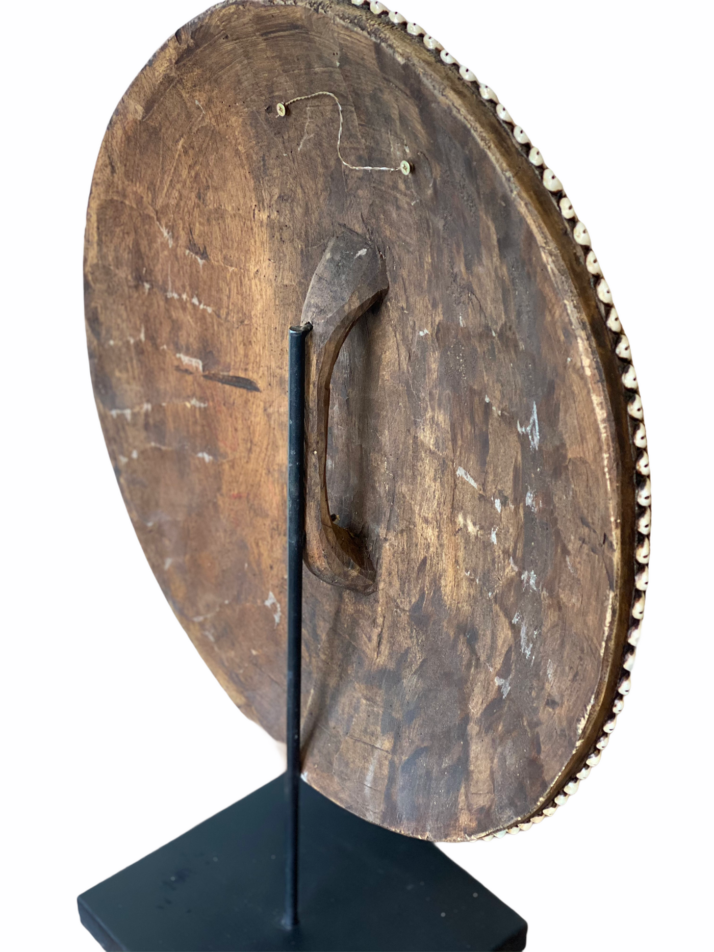 Cameroon Beaded Shield - L - 55cm - Gold & White