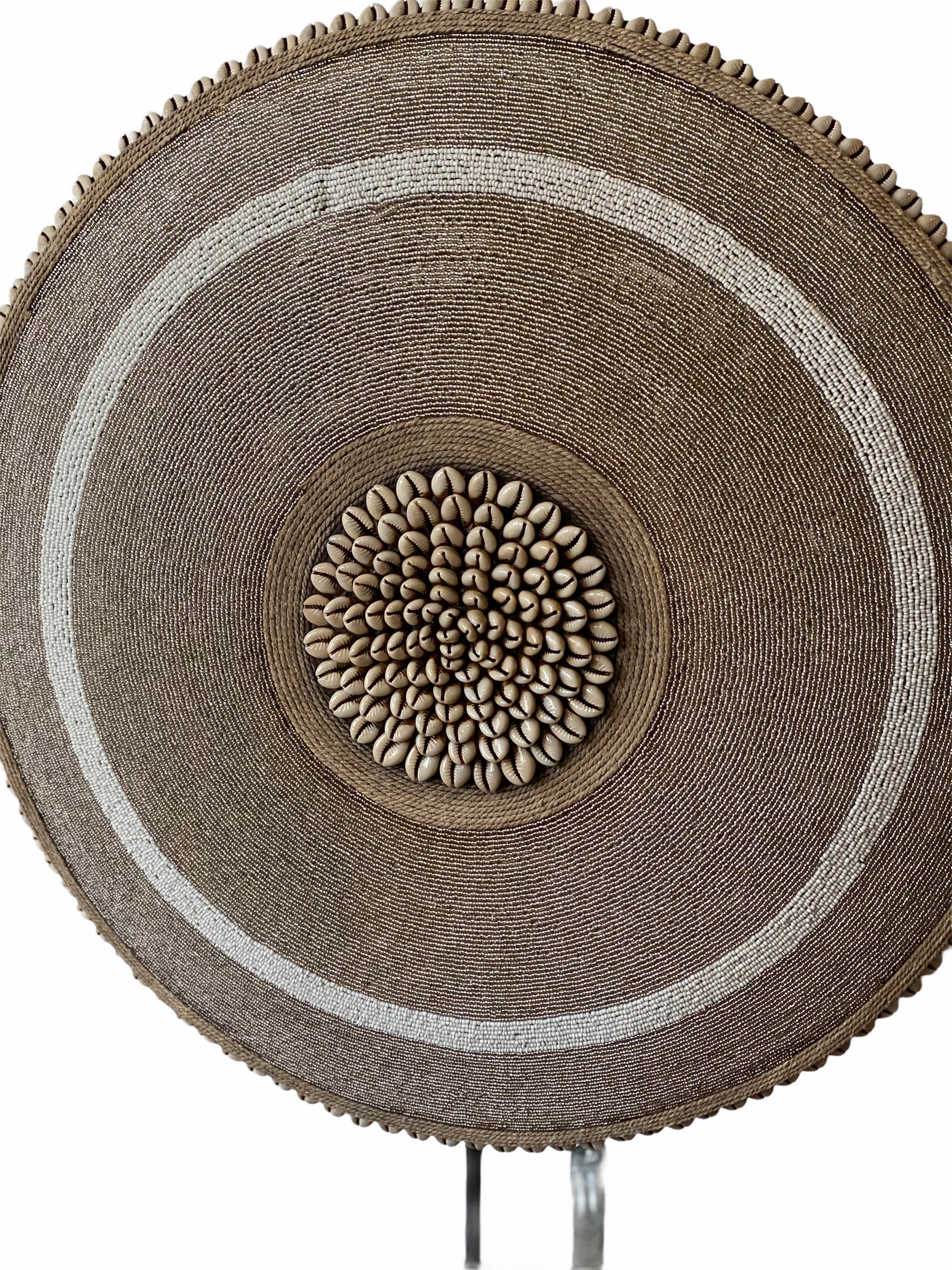 Cameroon Beaded Shield - L - 55cm - Gold & White