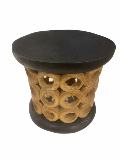 Bamileke Stool \ Table - 40cm - Natural & Black