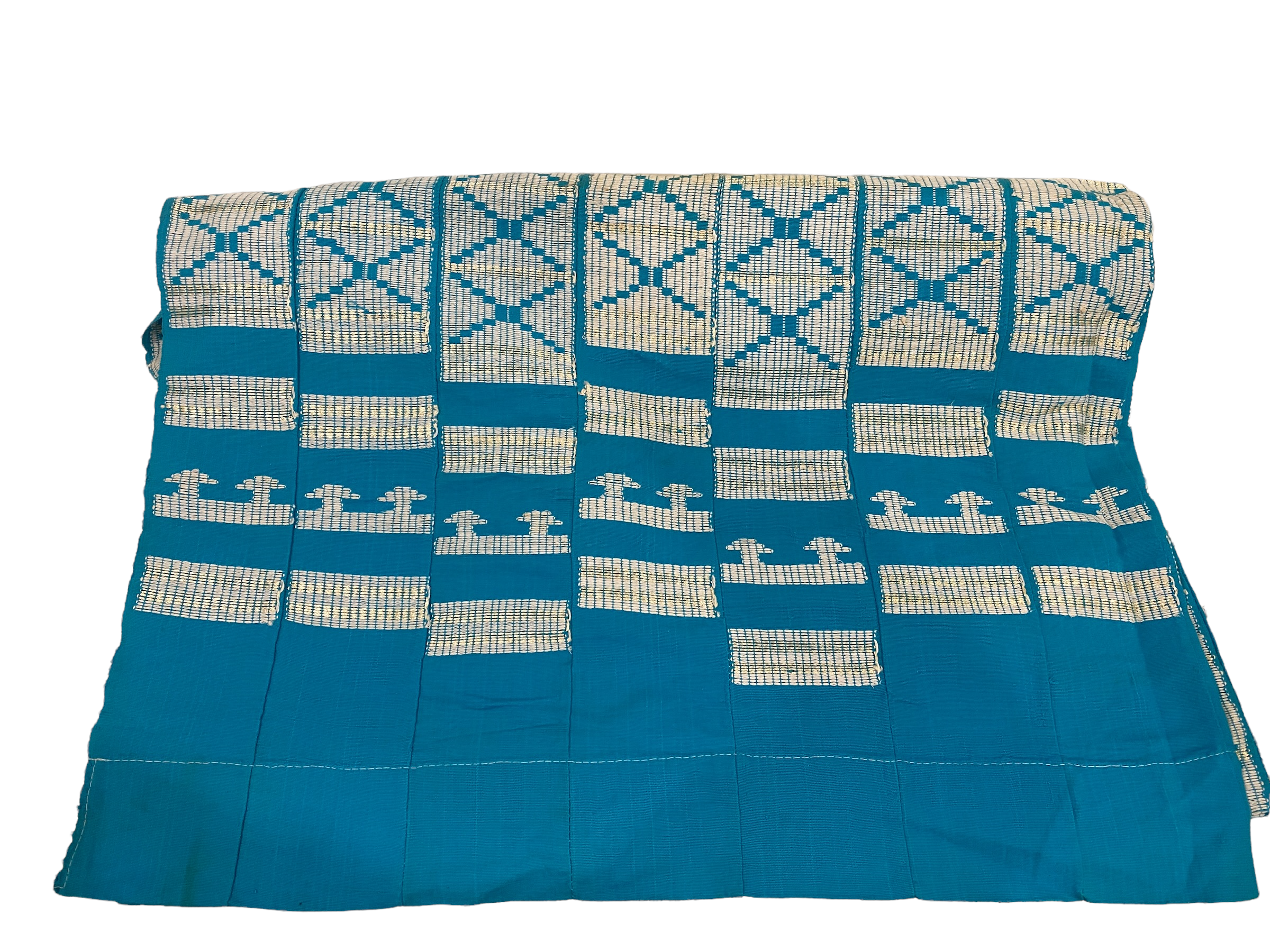 Ashoke (Aso Oke) Cloth Blue and white (108.1)