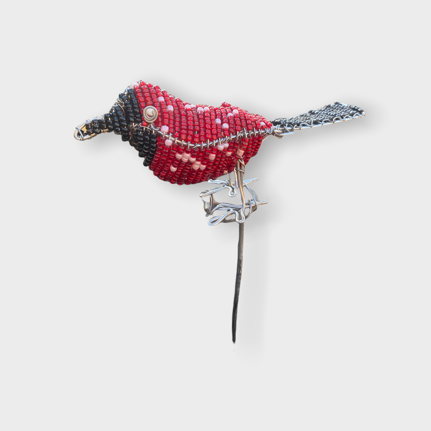 Beaded Garden Birds - South Africa - Red/white spots