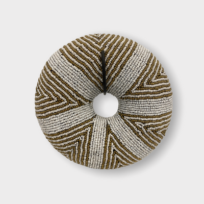 Cameroon beaded bracelet - (89.1) white/gold