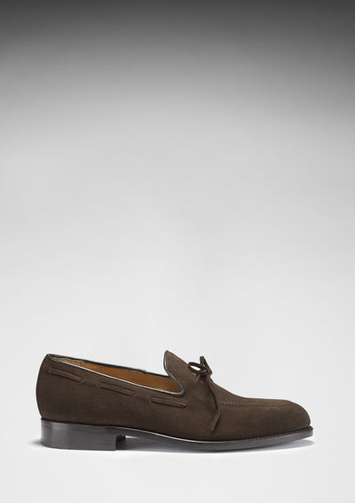 Brown Suede Goodyear Welted Laced Loafers
