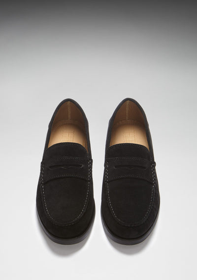 Boat Loafers, black suede