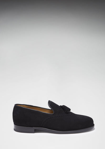 Black Suede Tasselled Brogues, Welted Leather Sole